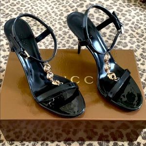 Gucci Black Patent Sandals Size 6.5